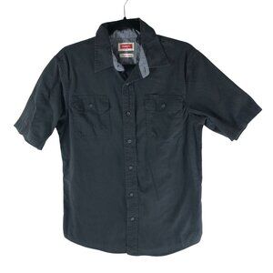 Wrangler Mens S Flex for Comfort Khaki Button Up Work Shirt Short Sleeve Black